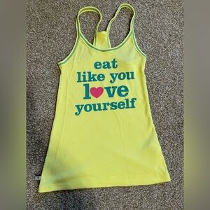 Beachbody Yellow Tank Top with Pink Print
